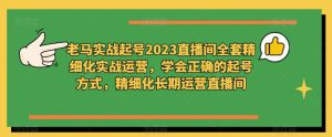 老马实战起号2023直播间全套精细化实战运营,学会正确的起号方式,精细化长期运营直播间-瀚海资源库