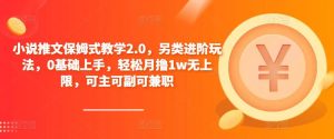 小说推文保姆式教学2.0，另类进阶玩法，0基础上手，轻松月撸1w无上限，可主可副可兼职-瀚海资源库