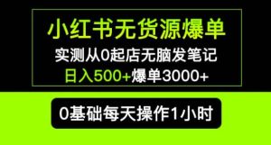 小红书无货源爆单实测从0起店无脑发笔记爆单3000+长期项目可多店-瀚海资源库