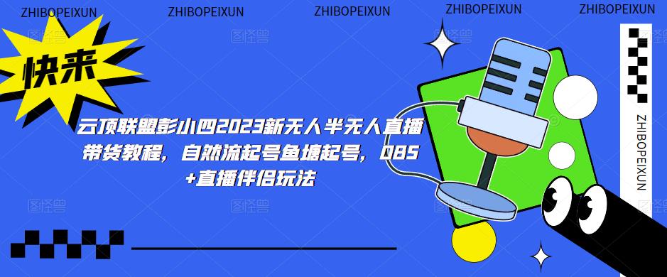 云顶联盟彭小四2023新无人半无人直播带货教程，自然流起号鱼塘起号，OBS+直播伴侣玩法-瀚海资源库