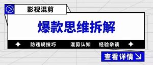 影视混剪爆款思维拆解，从混剪认知到0粉丝小号案例，讲防违规技巧，混剪遇到的问题如何解决等-瀚海资源库