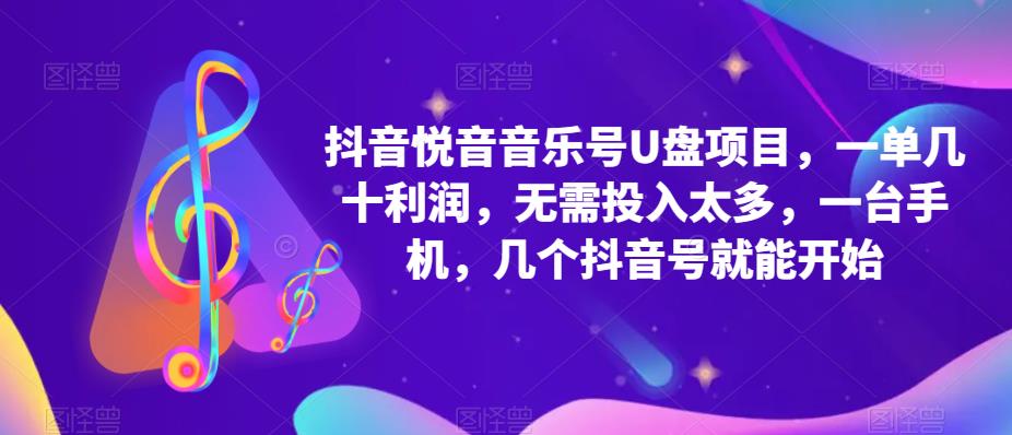 抖音音乐号U盘项目，一单几十利润，无需投入太多，一台手机，几个抖音号就能开始-瀚海资源库