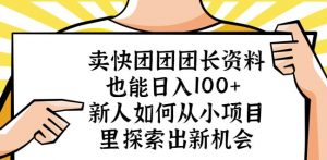 卖快团团团长资料也能日入100+新人如何从小项目里探索出新机会-瀚海资源库