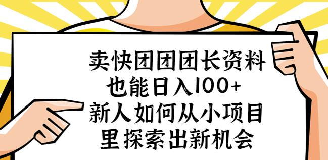 卖快团团团长资料也能日入100+新人如何从小项目里探索出新机会-瀚海资源库