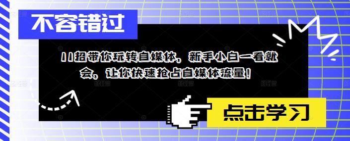 11招带你玩转自媒体，新手小白一看就会，让你快速抢占自媒体流量！-瀚海资源库