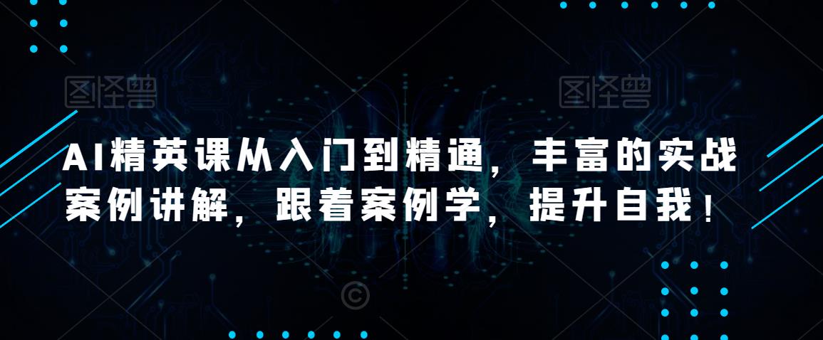 AI精英课从入门到精通，丰富的实战案例讲解，跟着案例学，提升自我！-瀚海资源库