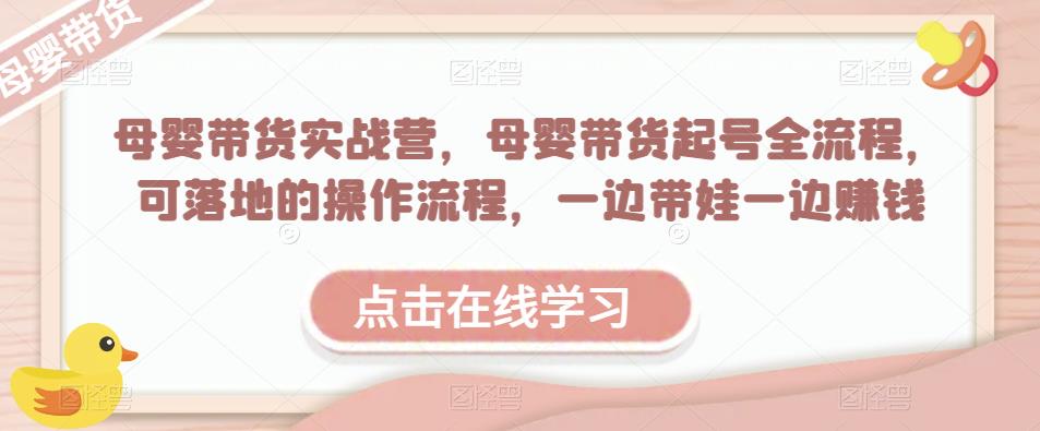 母婴带货实战营，母婴带货起号全流程，可落地的操作流程，一边带娃一边赚钱（附素材）-瀚海资源库