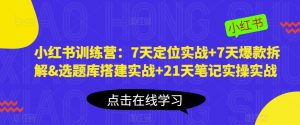 小红书训练营：7天定位实战+7天爆款拆解&选题库搭建实战+21天笔记实操实战-瀚海资源库