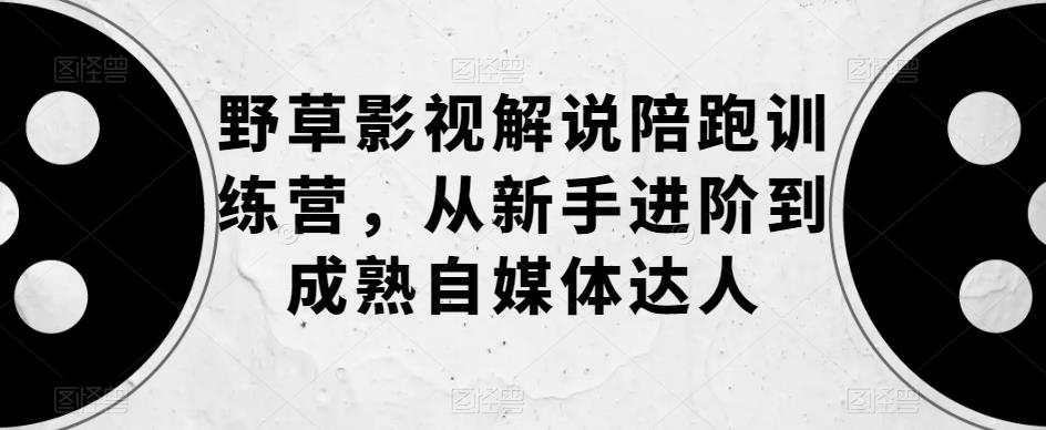 野草影视解说陪跑训练营，从新手进阶到成熟自媒体达人-瀚海资源库