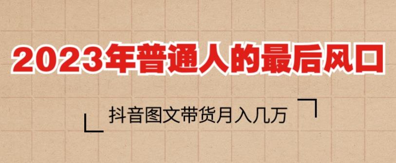 2023年普通人的最后风口，抖音图文带货月入几万，只需一部手机即可操作-瀚海资源库