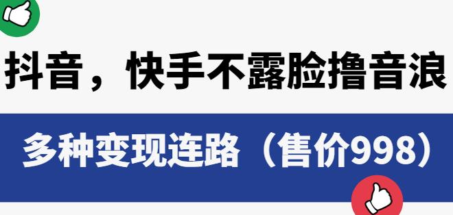 抖音快手不露脸撸音浪项目，多种变现连路（售价998）-瀚海资源库