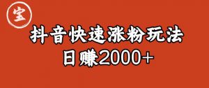 宝哥私藏·抖音快速起号涨粉玩法（4天涨粉1千）（日赚2000+）【揭秘】-瀚海资源库