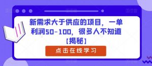 新需求大于供应的项目，一单利润50-100，很多人不知道【揭秘】-瀚海资源库