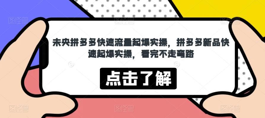 未央拼多多快速流量起爆实操，拼多多新品快速起爆实操，看完不走弯路-瀚海资源库