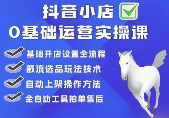 白马电商·0基础抖店运营实操课，基础开店设置全流程，截流选品玩法技术-瀚海资源库