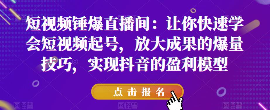 短视频锤爆直播间：让你快速学会短视频起号，放大成果的爆量技巧，实现抖音的盈利模型-瀚海资源库