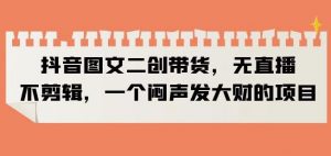 抖音图文二创带货，无直播，不剪辑，一个闷声发大财的项目【揭秘】-瀚海资源库