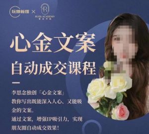 心金文案自动成交课程,教你写出既能深入人心又能吸金的文案,实现朋友圈自动成交效果-瀚海资源库