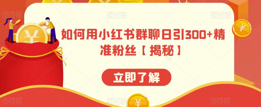如何用小红书群聊日引300+精准粉丝【揭秘】-瀚海资源库