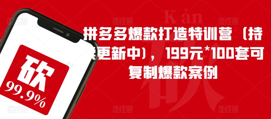 拼多多爆款打造特训营（持续更新中)，199元*100套可复制爆款案例-瀚海资源库