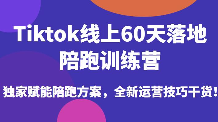 Tiktok线上60天落地陪跑训练营，独家赋能陪跑方案，全新运营技巧干货-瀚海资源库