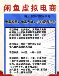 外边收费600多的闲鱼新玩法虚似电商之拼多多助力项目,单号100-300元-瀚海资源库
