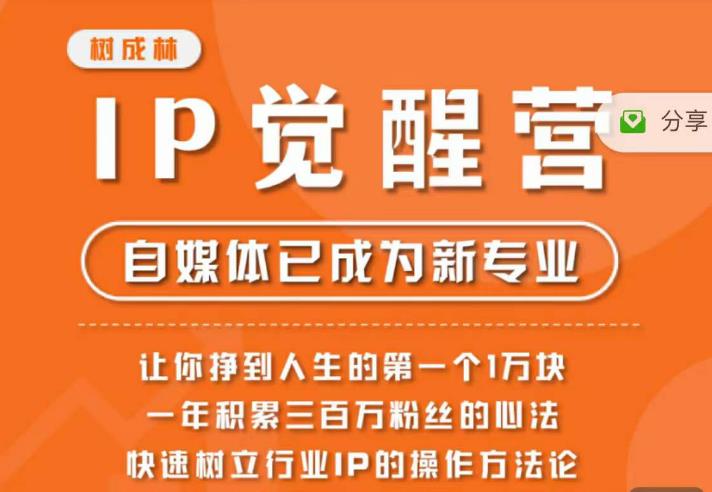 树成林·IP觉醒营，快速树立行业IP的操作方法论，让你赚到人生的第一个1万块-瀚海资源库