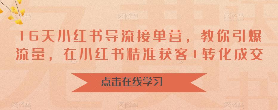 16天小红书导流接单营，教你引爆流量，在小红书精准获客+转化成交-瀚海资源库