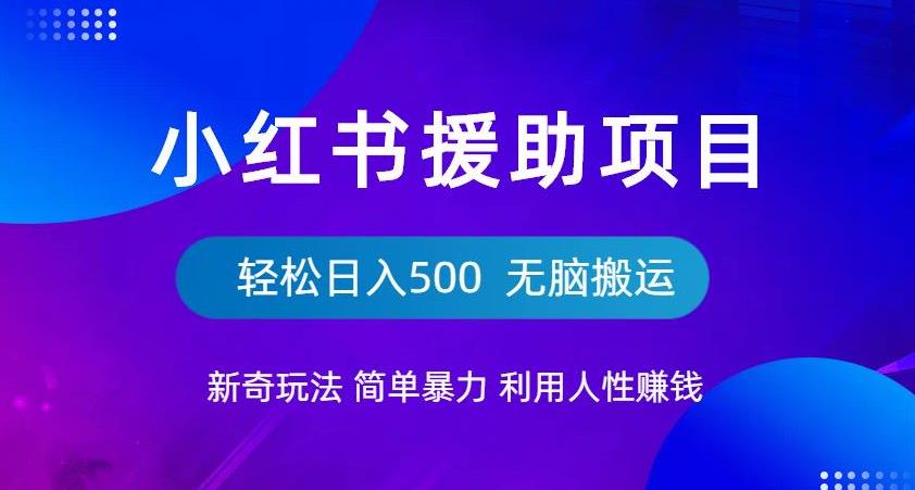 小红书援助项目新奇玩法，简单暴力，无脑搬运轻松日入500【揭秘】-瀚海资源库