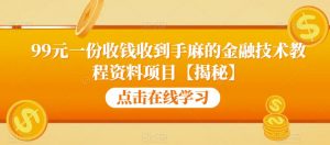 99元一份收钱收到手麻的金融技术教程资料项目【揭秘】-瀚海资源库