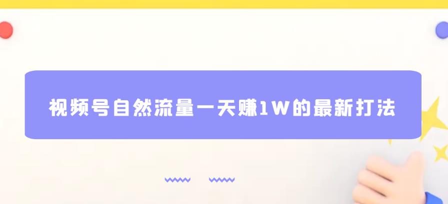 视频号自然流量一天赚1W的最新打法，基本0投资【揭秘】-瀚海资源库
