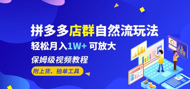 拼多多店群自然流玩法，轻松月入1W+保姆级视频教程（附上货、拍单工具）-瀚海资源库