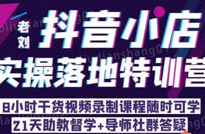 老刘·抖店商品卡流量，​抖音小店实操落地特训营，8小时干货视频录制课程随时可学-瀚海资源库