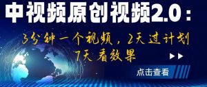 中视频原创视频2.0：3分钟一个视频，2天过计划，7天看效果【揭秘】-瀚海资源库