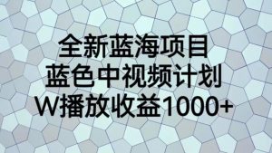 全新蓝海项目,蓝色中视频计划,1W播放量1000+【揭秘】-瀚海资源库