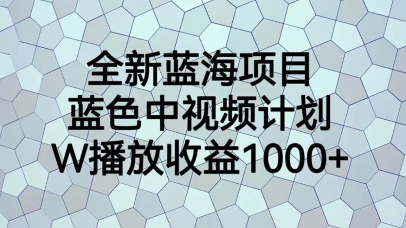 全新蓝海项目，蓝色中视频计划，1W播放量1000+【揭秘】-瀚海资源库