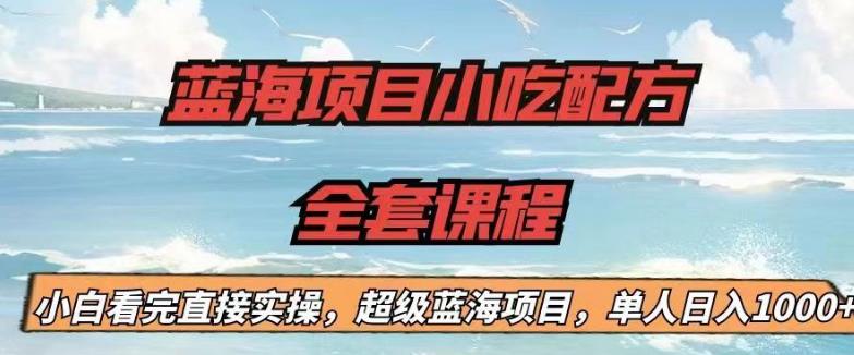 蓝海项目小吃配方全套课程，小白看完直接实操，单人日入1000+【揭秘】-瀚海资源库