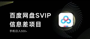 百度网盘SVIP信息差项目，0投入小白极速上手，手机稳定日入300+【揭秘】-瀚海资源库