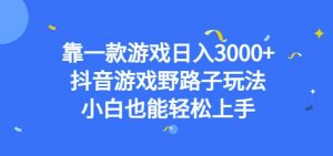 靠一款游戏日入3000+，抖音游戏野路子玩法，小白也能轻松上手【揭秘】-瀚海资源库