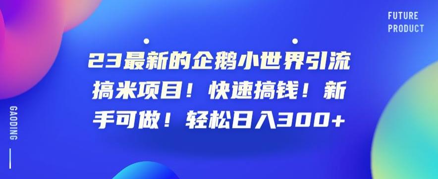 23最新的企鹅小世界引流搞米项目！快速搞钱！新手可做！轻松日入300+【揭秘】-瀚海资源库
