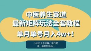 暴利赛道中医养生赛道最新矩阵玩法，单月单号月入4w+！【揭秘】-瀚海资源库