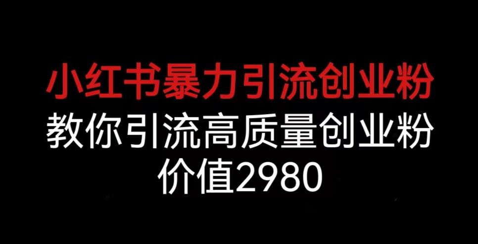 小红书暴力引流创业粉，教你引流高质量创业粉，价值2980【揭秘】-瀚海资源库