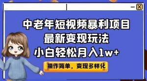 中老年短视频暴利项目最新变现玩法，小白轻松月入1w+【揭秘】-瀚海资源库