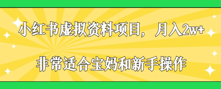 小红书虚拟资料项目，月入2w+，非常适合宝妈和新手操作【揭秘】-瀚海资源库