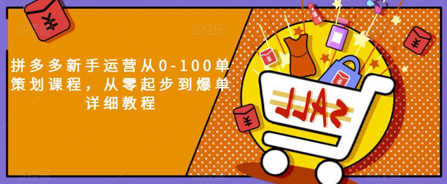 拼多多新手运营从0-100单策划课程，从零起步到爆单详细教程-瀚海资源库