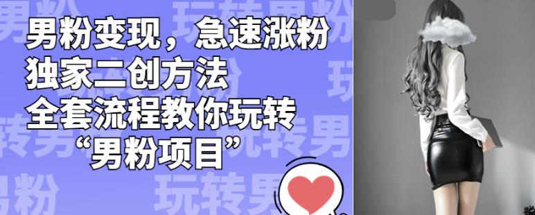 男粉变现，急速涨粉独家二创方法，全套流程教你玩转“男粉项目”【揭秘】-瀚海资源库