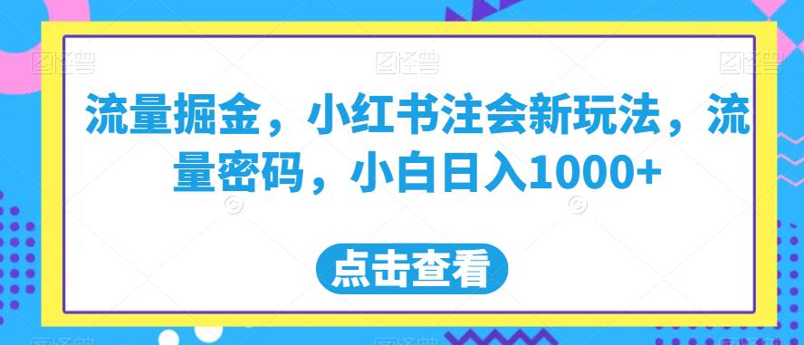 流量掘金，小红书注会新玩法，流量密码，小白日入1000+【揭秘】-瀚海资源库