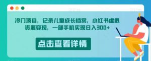 冷门项目，记录儿童成长档案，小红书虚拟资源变现，一部手机实现日入300+【揭秘】-瀚海资源库