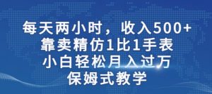 两小时,收入500+,靠卖精仿1比1手表,小白轻松月入过万!保姆式教学-瀚海资源库