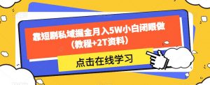 靠短剧私域掘金月入5W小白闭眼做（教程+2T资料）-瀚海资源库